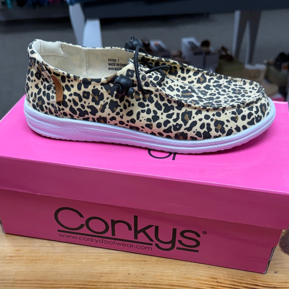 Corkys Tan Leopard Moccasins